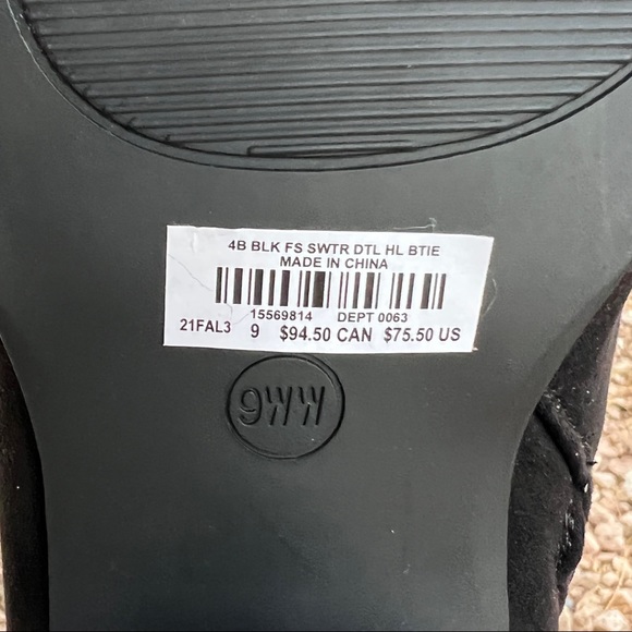 Torrid Sweater Cuff Black Vegan Leather Ankle Heeled Boots Booties - Picture 8 of 8